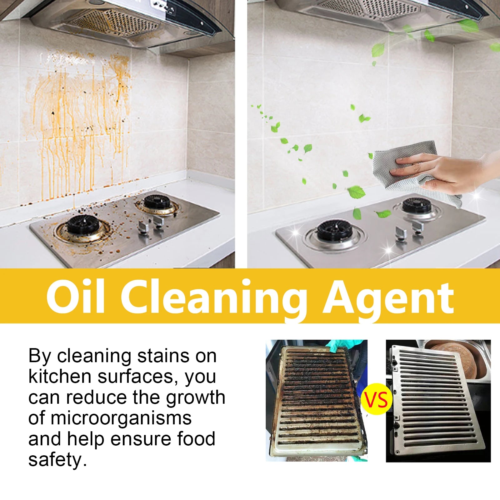 100ml Heavy Oil Cleaner Powerful Kitchen Oil Stain Degreaser Oil Stain Remover Cleaning Grills Ovens Home Cooktop Cleaning Spray