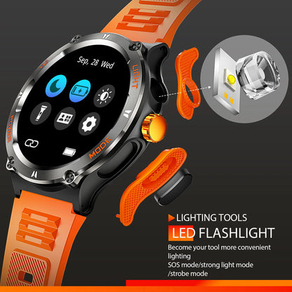 EIGIIS Smart Watch 3ATM Waterproof 1.53" KT76 Men Sport With Compass And LED Flashlight Heart Rate Sleep Analysis Bluetooth Call