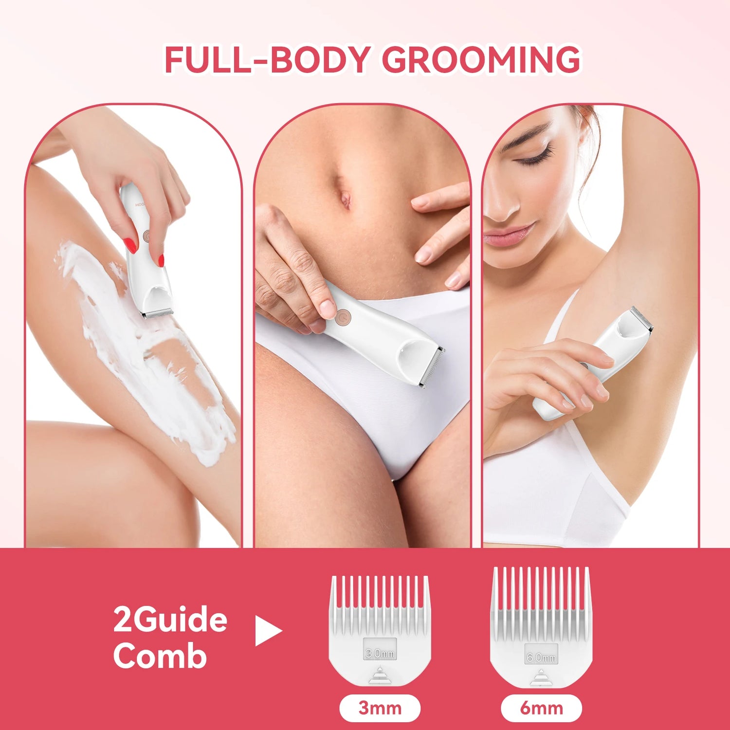 MAXGROOM 2 In 1 Electric Razors for Women Wet/Dry Pubic Hair Trimmer Bikini Trimmer Face Shavers Ladies Body Intimate Clippers