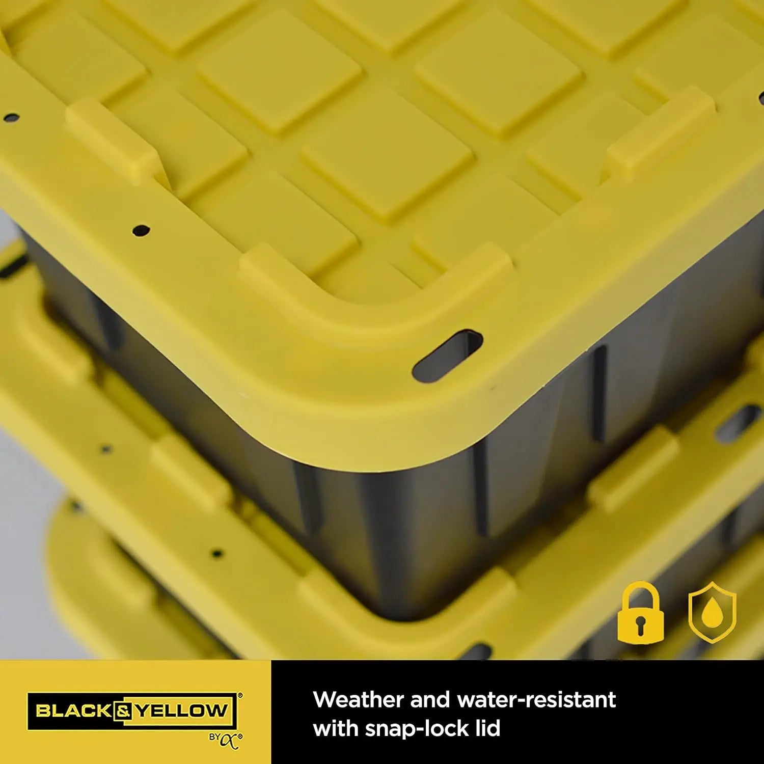 5GL Heavy Duty Tough Storage Container &amp; Snap-Tight Lid,8.6"H*12.3"W*16.4"D,Weather-Resistant Design and Stackable[6 Pack]