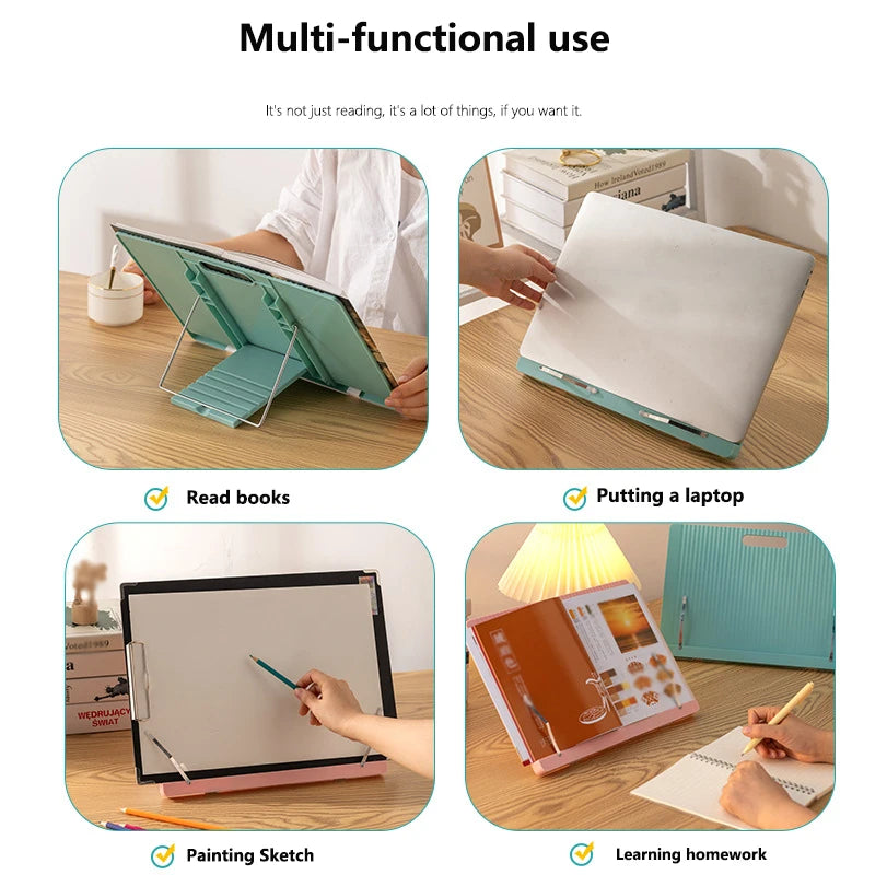 Adjustable Portable Folding Bookend Stand Reading Book Stand Books Recipe Shelf Folding Holder Organizer for Music Score Tablet