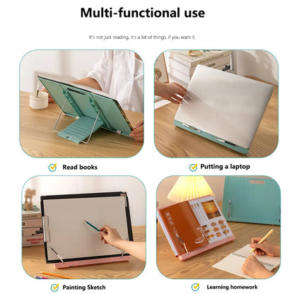 Adjustable Portable Folding Bookend Stand Reading Book Stand Books Recipe Shelf Folding Holder Organizer for Music Score Tablet