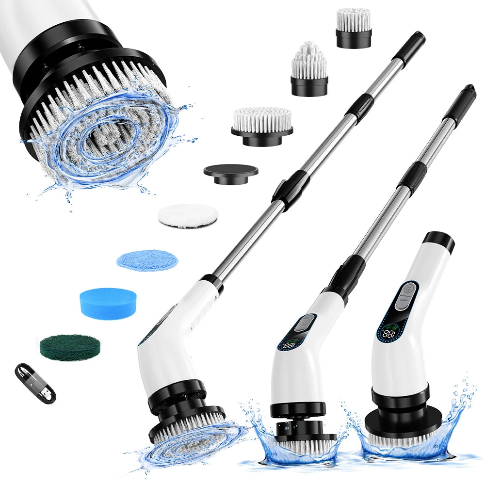Electric Cleaning Brush 7 in 1 Replaceable Head Household Wireless Rotatable Cleaning Brush For Bathroom Kitchen Windows Toilet