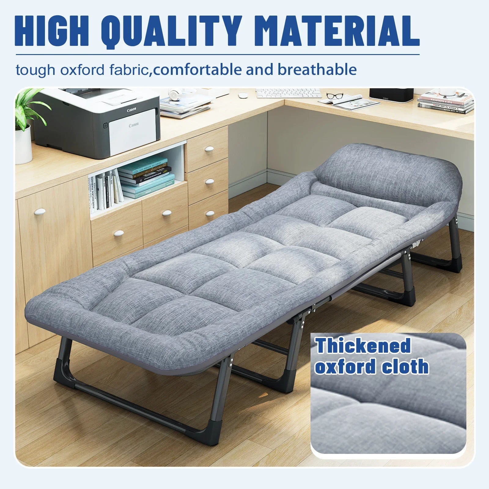Sleeping Cots for Adults 6 Positions, Portable &amp; Foldable Bed with Mattress and Pillow, Heavy Duty Sturdy Frame for Camp, Home