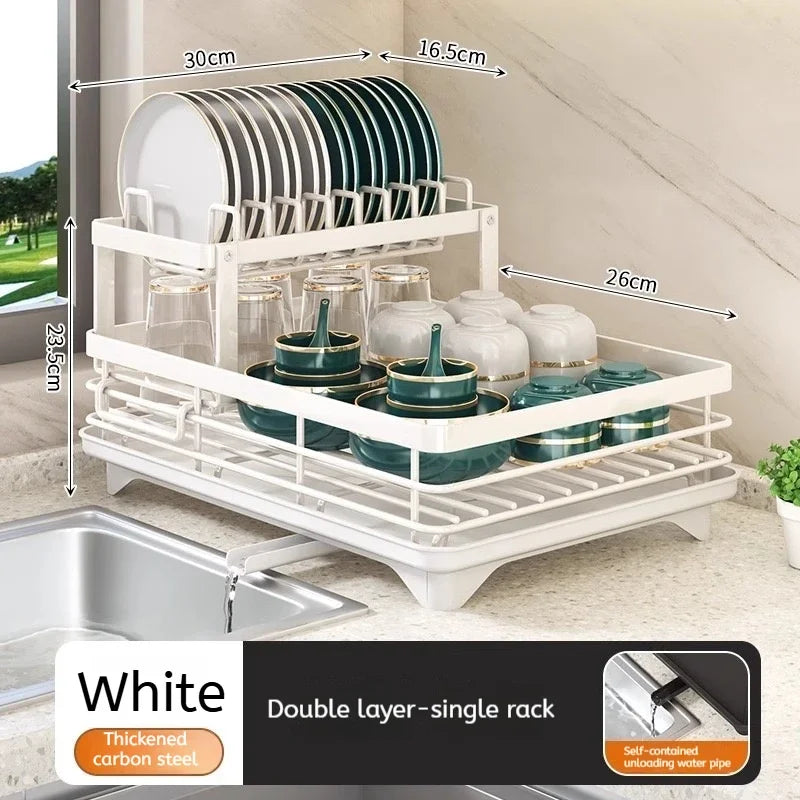 Stainless Steel Dish Drying Rack with Drainboard, Over Sink Plate Organizer for Kitchen Storage &amp; Organization