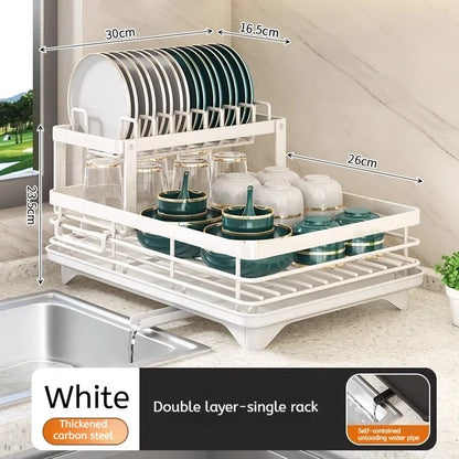 Stainless Steel Dish Drying Rack with Drainboard, Over Sink Plate Organizer for Kitchen Storage &amp; Organization