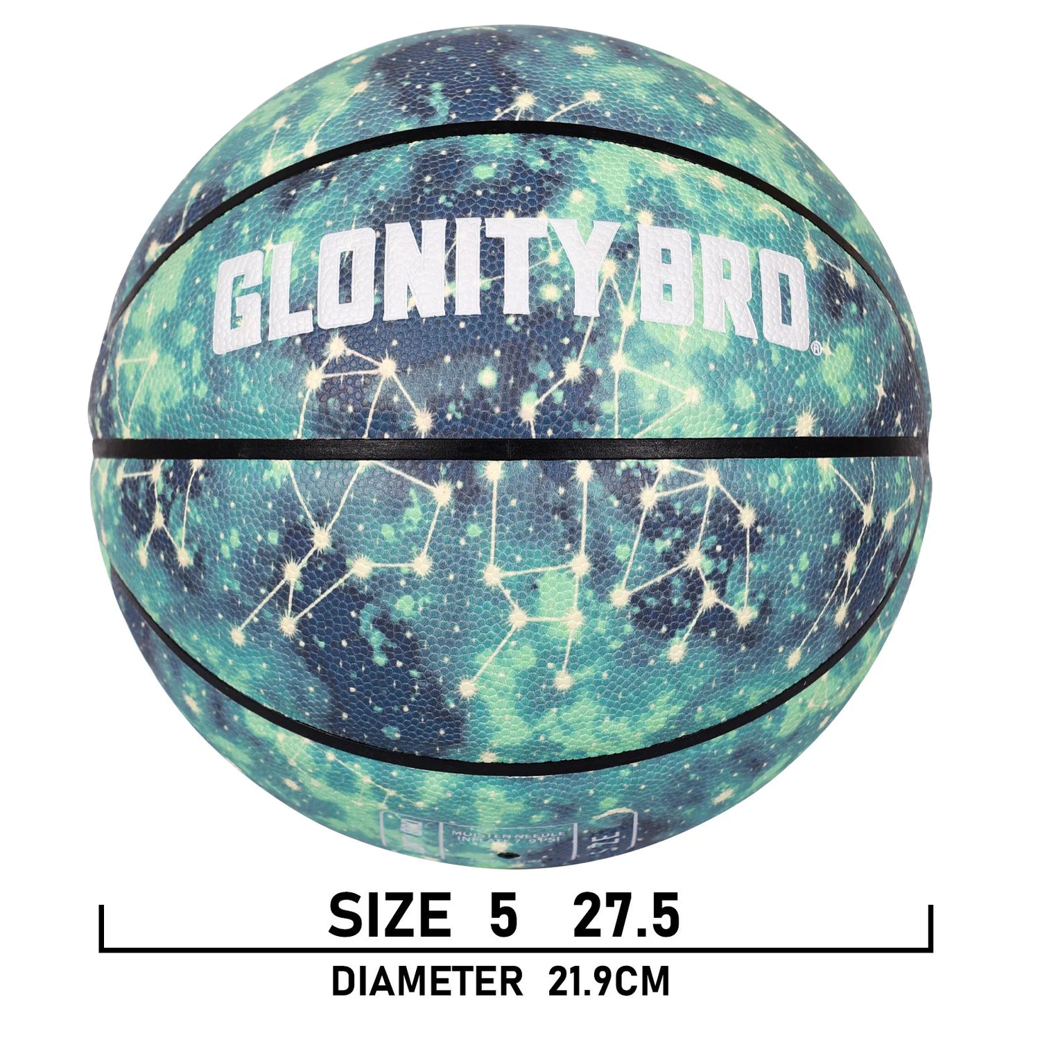 Glowing Leather Green Luminous Basketball Gift For Boys Girls,In&amp;Outdoor Night Game Ball Size 7(29.5") / 6(28.5") / 5 (27.5")