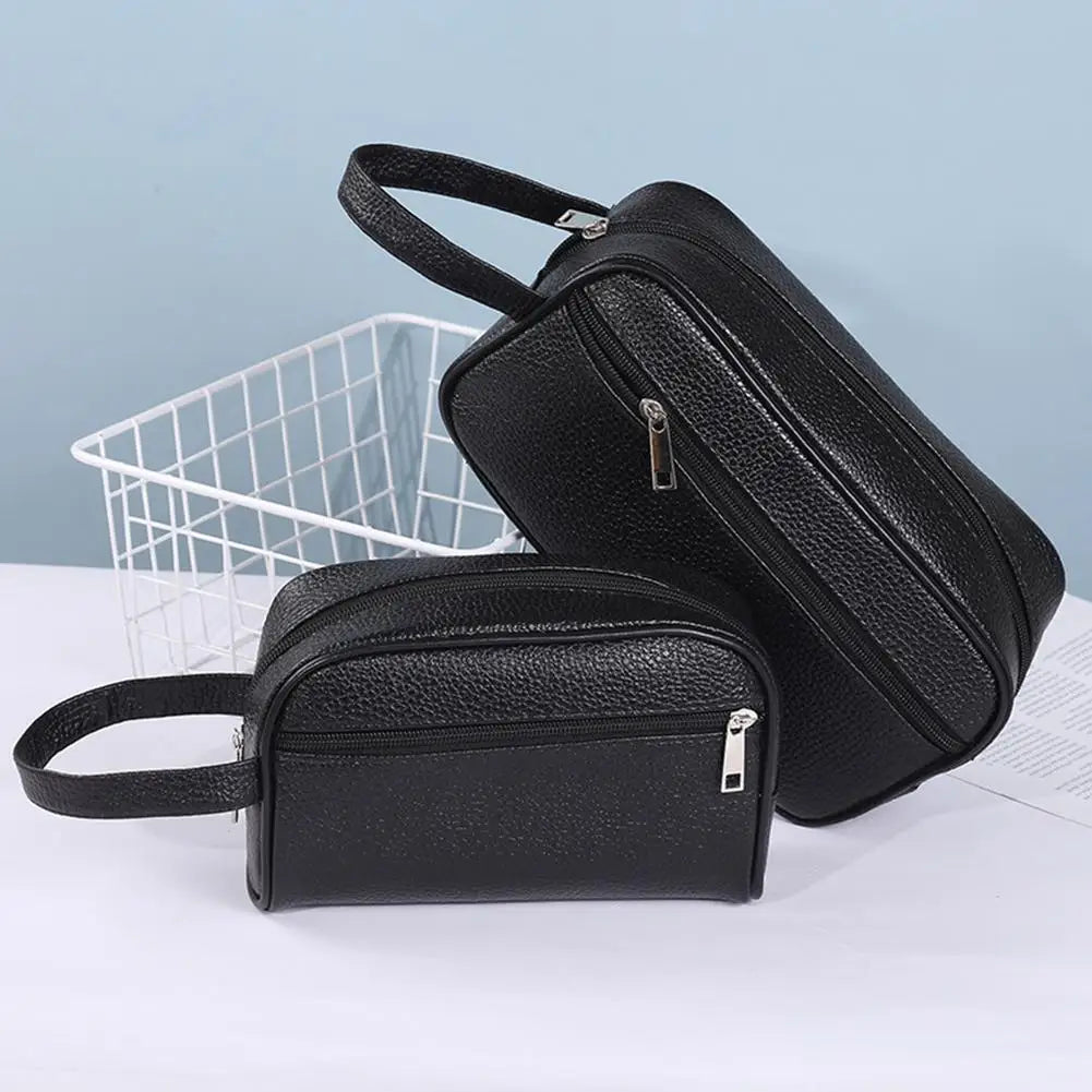 Fashion PU Leather Wristlet Bag Solid Color Phone Wristlet Bag Casual Toiletry Bag Small Purse for Men Women