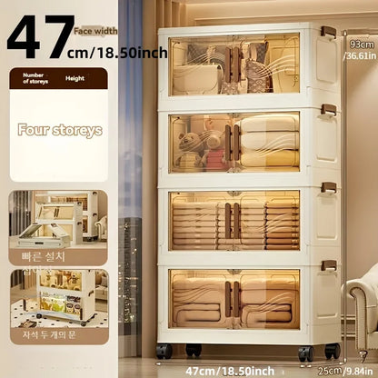 Foldable Storage Box with Clear Door - Spacious, Durable, and Easy-to-Assemble - Ideal for Organizing Clothes, Books, Toys, and