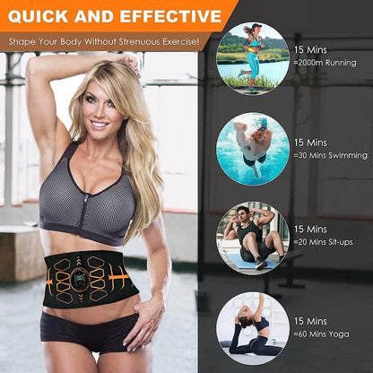 Smart Muscle Toner Abdominal Toning Belt Ab Trainer EMS Muscle Stimulator Recharge Weight Loss Massage Fitness Equipment Unisex