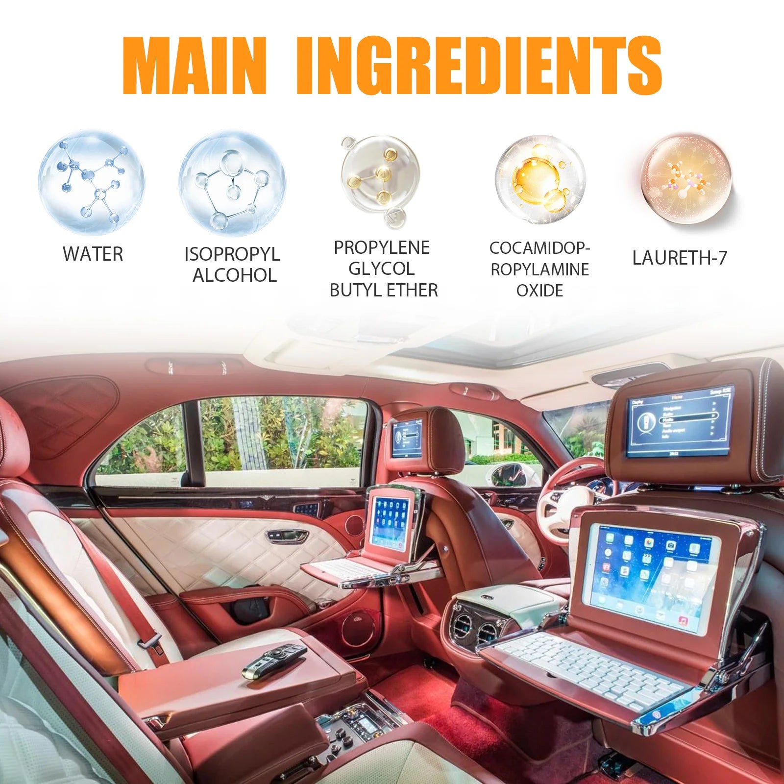 Car Interior Cleaner Multi-Surface Cleaner Spray With Roller Sponge Effective Multipurpose Safe Car Cleaning Supplies Restore