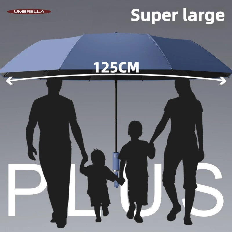 Windproof Automatic Folding Umbrella, 125CM Diameter Large Rain Umbrella, Sun UV UPF50+ Protection Umbrellas for Man and Women
