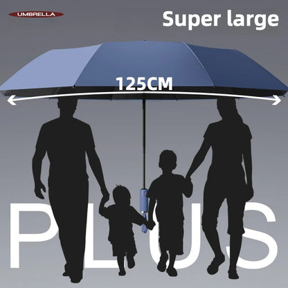 Windproof Automatic Folding Umbrella, 125CM Diameter Large Rain Umbrella, Sun UV UPF50+ Protection Umbrellas for Man and Women