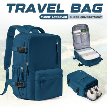 Waterproof Travel Backpack with Shoe Compartment Adjustable Straps, Laptop Backpack &amp;School Bag for Men Women, Casual Travel Bag