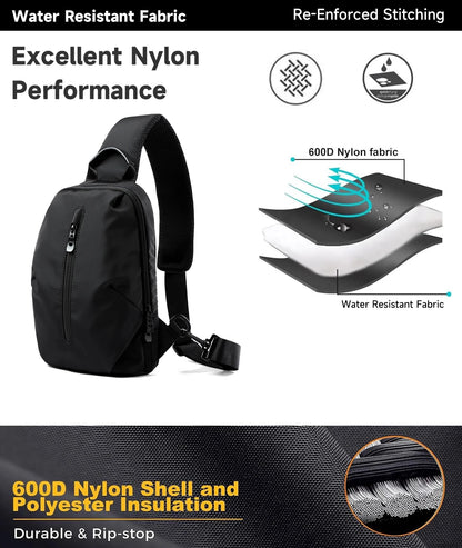 MOYYI Simple Fashion Waterproof Nylon Man Sling Bag Best Lightweight Crossbody Chest Bag Women Sport Travel One Shoulder Bag