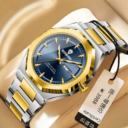 BINBOND Luxury Quartz Man Wristwatch Sport Men Watches Waterproof Luminous Date Week Stainless Steel Men&