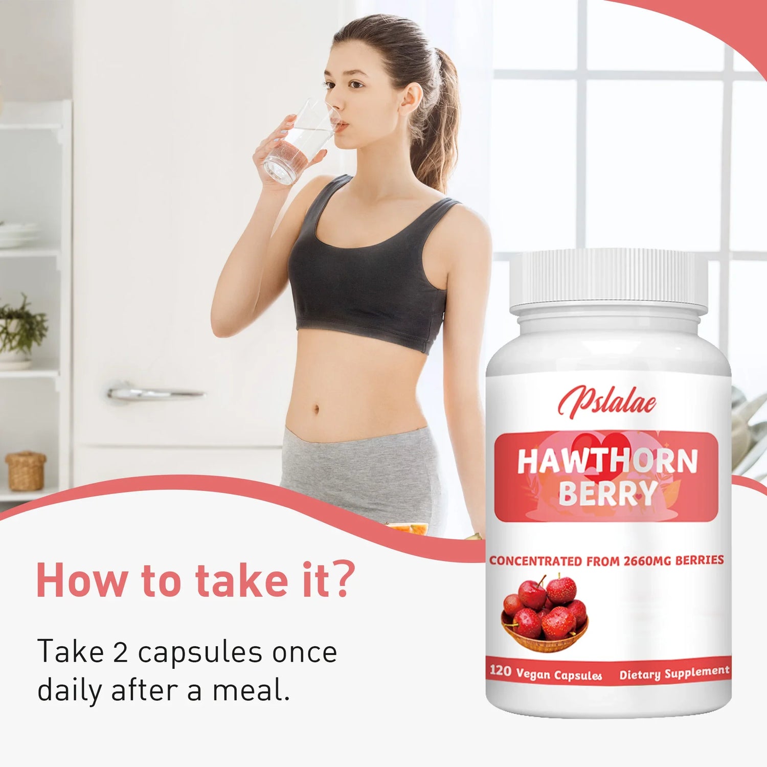 Hawthorn Berry Capsules - Promotes Blood Circulation, Relieves Stress and Digestion - 120 Capsules