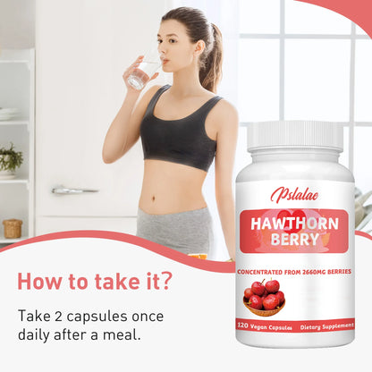 Hawthorn Berry Capsules - Promotes Blood Circulation, Relieves Stress and Digestion - 120 Capsules