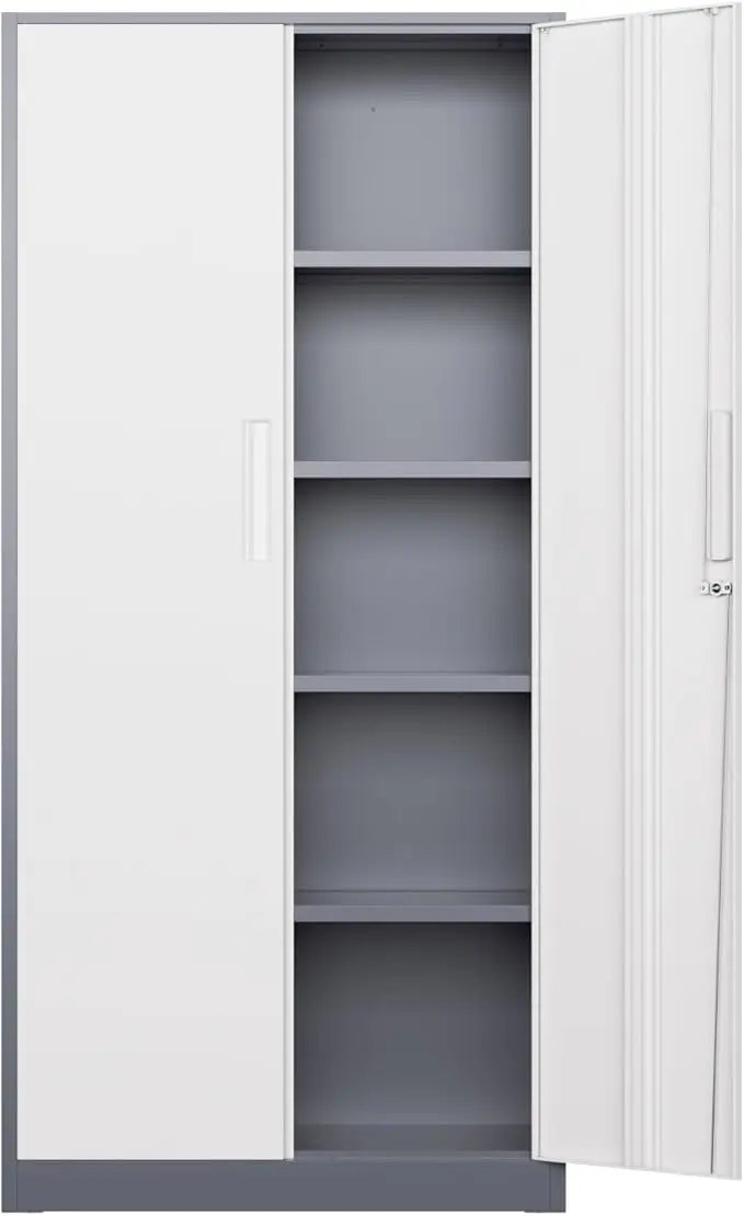 Metal Garage Storage Cabinet, Locking Doors &amp; Adjustable Shelves Tall Storage, Heavy Duty Steel Tool Cabinet for Home