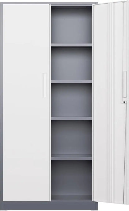 Metal Garage Storage Cabinet, Locking Doors &amp; Adjustable Shelves Tall Storage, Heavy Duty Steel Tool Cabinet for Home