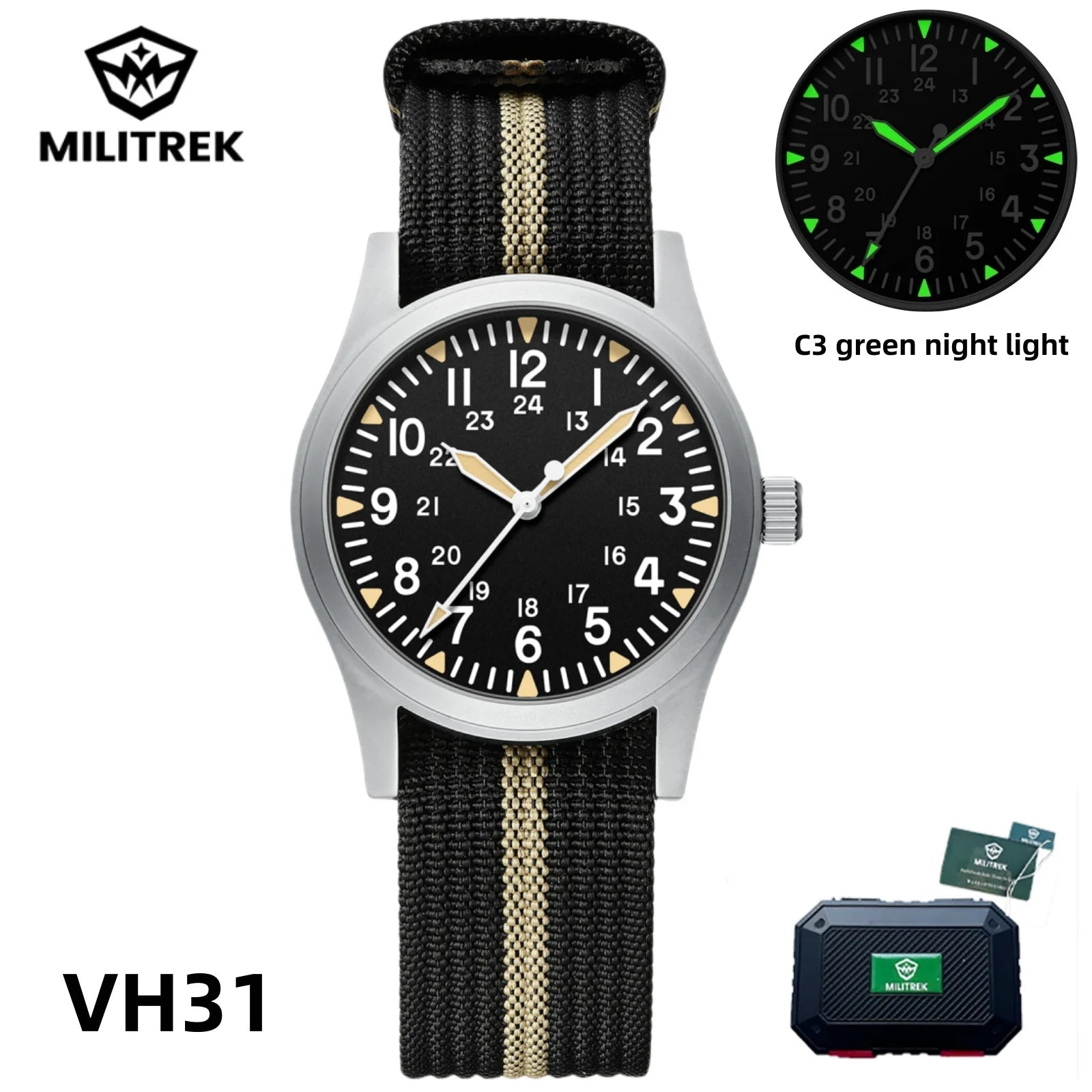 MILITREK 2025 New Men Quartz Watch VH31 37mm Military Waterproof 100M Sapphire Glass Luminous Stainless Steel Reloj Hombre