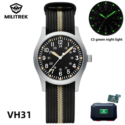MILITREK 2025 New Men Quartz Watch VH31 37mm Military Waterproof 100M Sapphire Glass Luminous Stainless Steel Reloj Hombre