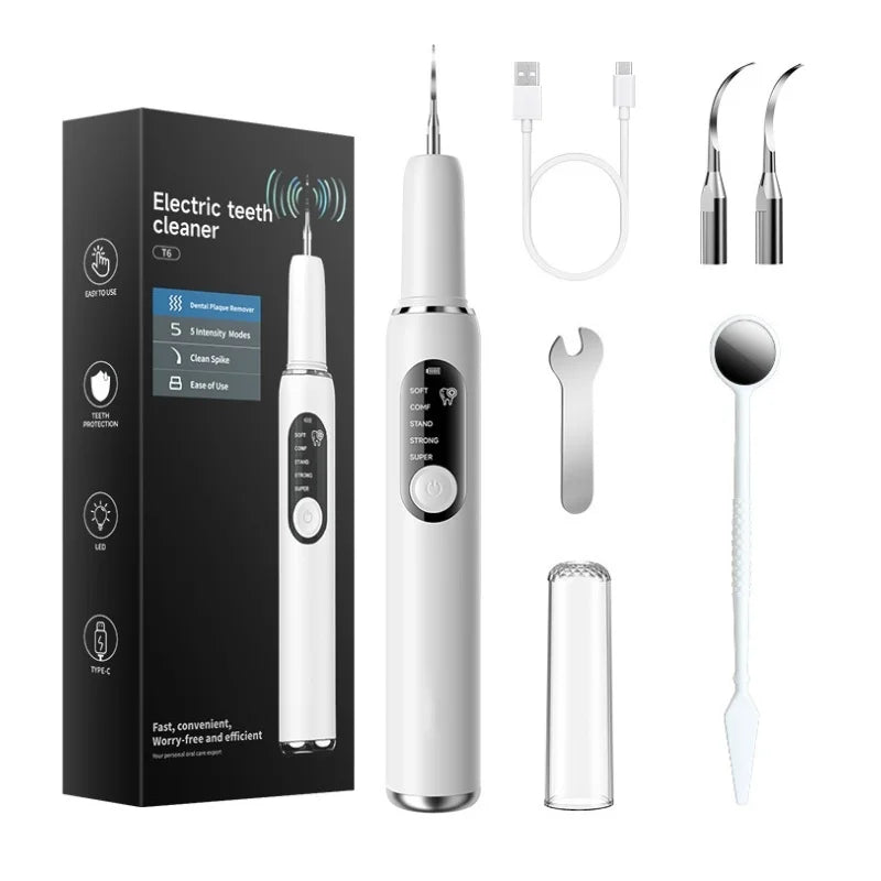 CURVY MOON Electric Dental Plaque Remover 5 Modes Ultrasonic High Frequency Irrigator Sonic Dental Scaler Plaque Tartar Cleaner