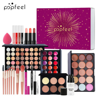 Makeup Kit Gift Box Beauty Eyeshadow Palette Eyeliner Lipstick Mascara Brush Makeup Full Set for Women Female Beginner Student