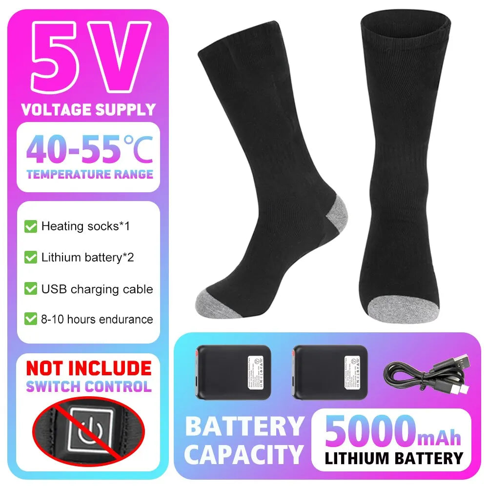 Winter Heated Socks 5000mAh APP Control Thermal socks  Electric Heating Ski Socks Thermal Heated Foot Warmer Ski Sports
