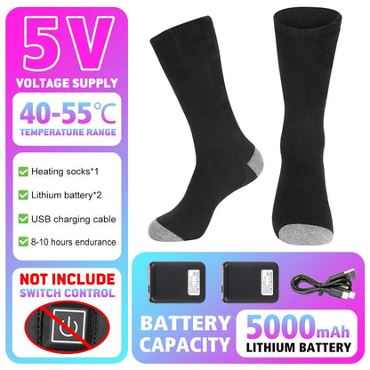 Winter Heated Socks 5000mAh APP Control Thermal socks  Electric Heating Ski Socks Thermal Heated Foot Warmer Ski Sports