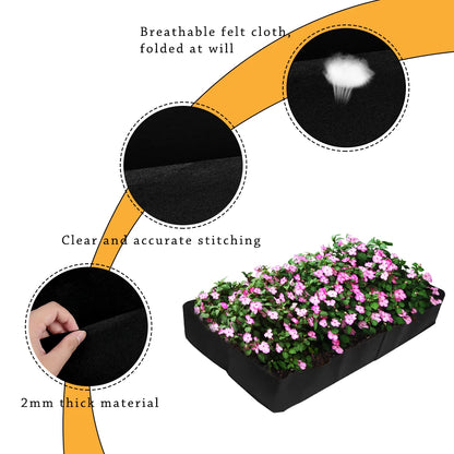 Flowerpot Breathe Cloth Rectangular Planting Bag For Vegetables Flowers Raised Garden Bed Felt 4/8 Pockets Multi-grid