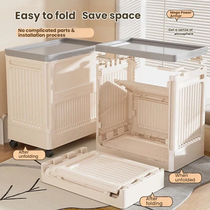 Foldable wheeled dust-proof flip cover storage box, household large-capacity plastic storage box for clothes and quilts