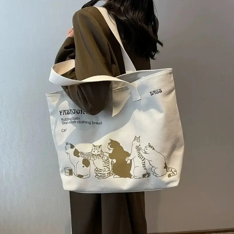 Women Canvas Tote Bag with Top Zipper, 35x25cm A4 Capacity, Casual Shoulder Handbag For Work Commuting by Arcnex