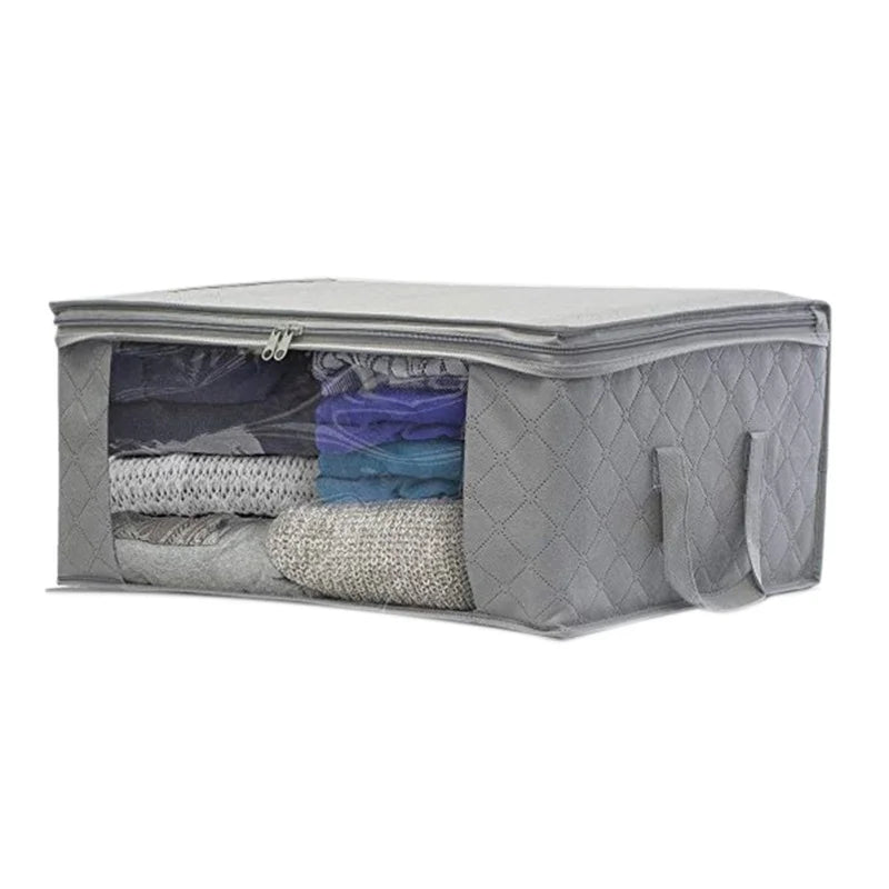 1/3pcs Large Capacity Clothing Storage Box Folding Non Woven Fabric Quilts Clothes Organizer Case With Zipper Organizers