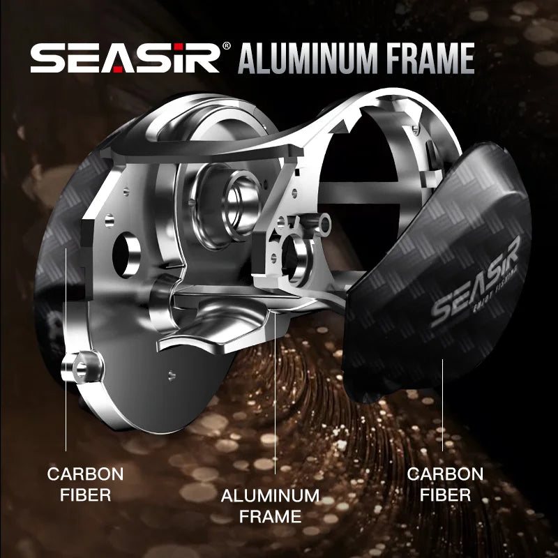 Seasir Salminus Baitcasting Fishing Reel Max Drag 12Kg 8.0:1 High Gear Ratio Metal Aluminum Frame coil