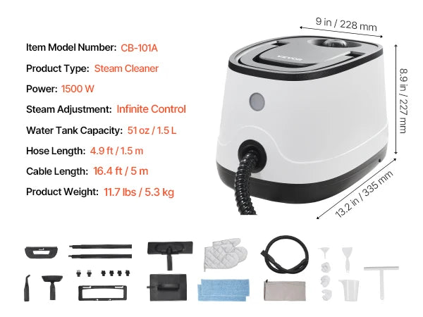 SucceBuy Steam Cleaner Multipurpose Powerful with 51oz Tank and Portable Handle for Grout Tile Floors Appliances Home&amp;Car
