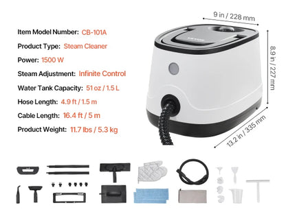 SucceBuy Steam Cleaner Multipurpose Powerful with 51oz Tank and Portable Handle for Grout Tile Floors Appliances Home&amp;Car