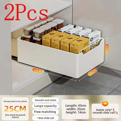Pull Out Cabinet Organizer with Slide Rails Storage Rack