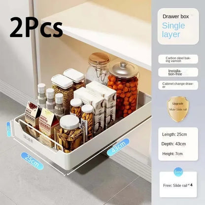 Pull Out Cabinet Organizer with Slide Rails Storage Rack