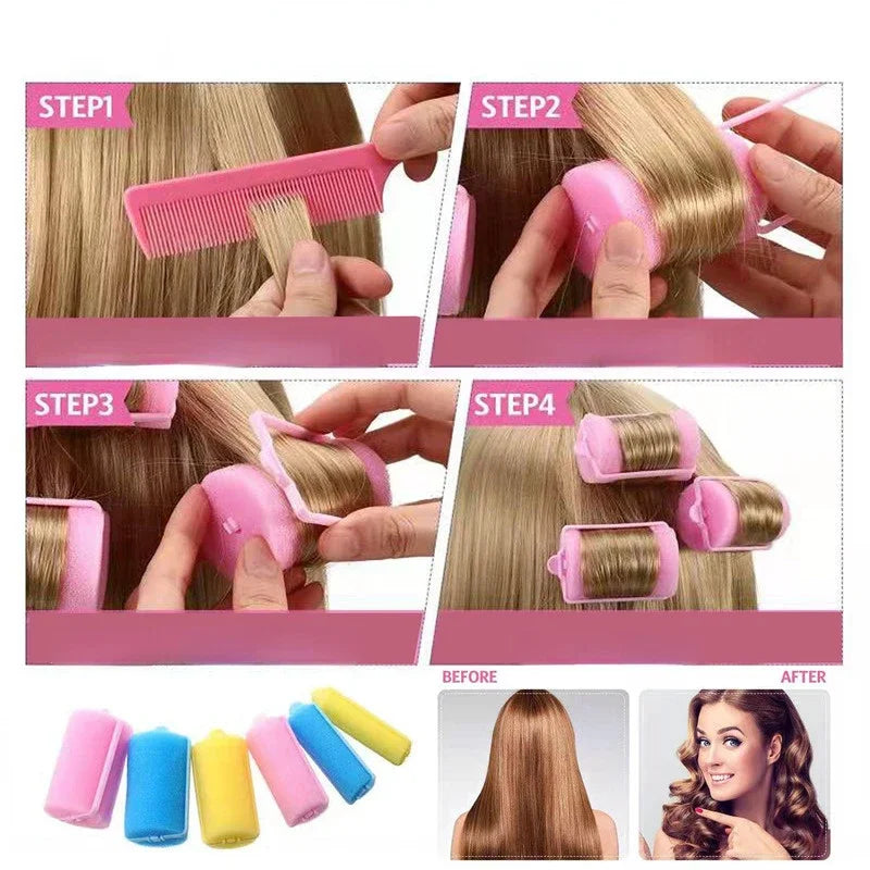 6-14Pcs/Lot Sponge Hair Rollers Foam Hair Roller Sleeping Hair Curlers Flexible Styling Curlers Sponge Curlers Random Color 2025
