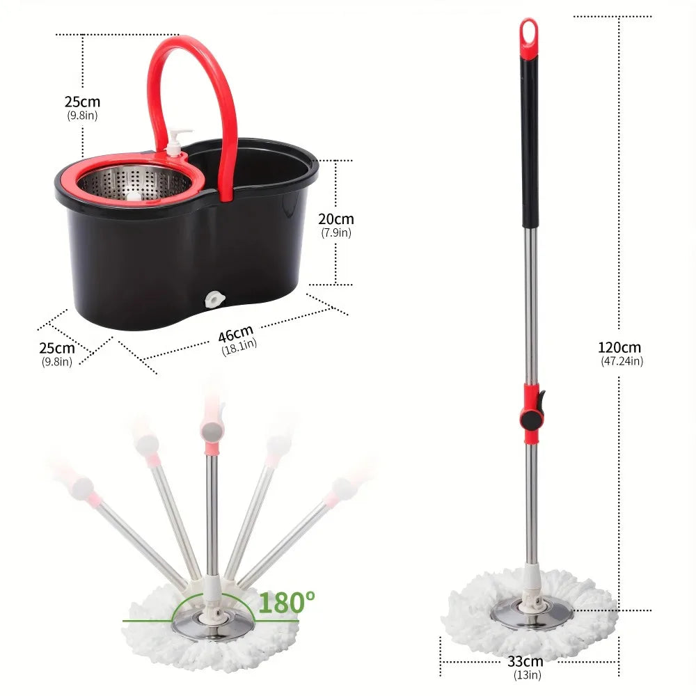 Foot Pedal Spin Mop Bucket Set, Self Cleaning with 3 Microfiber Heads, 360° Rotating Mop for All Floor Types mops floor cleaning