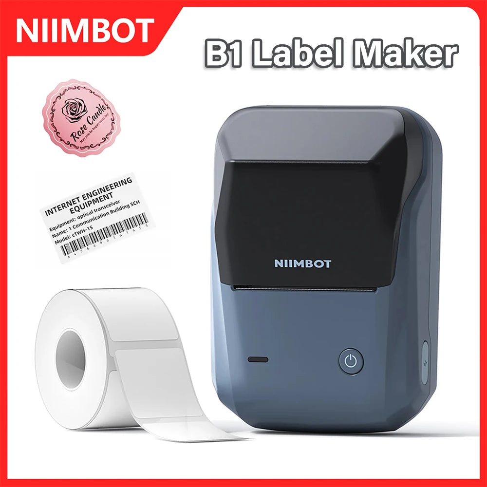 Niimbot B1 Portable Thermal Printer Bluetooth Mini Label Printer Adhesive Paper Maker Sticker Printer 2 Inch Labeling Machine