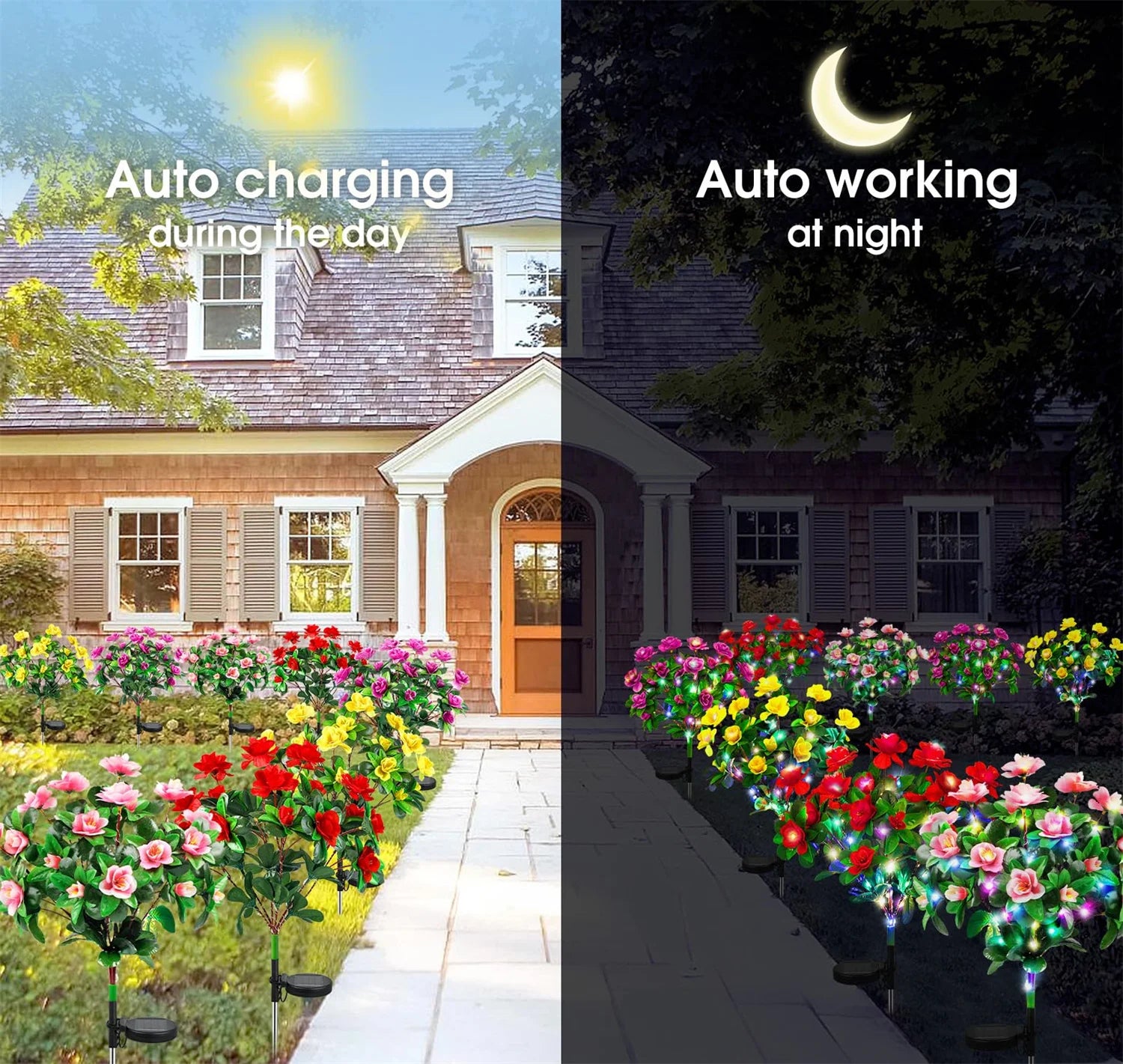 Solar Flowers Lights LED Azalea  Outdoor Waterproof Landscape Light for Lawn Patio Garden Path Decorative Lighting Best Gift