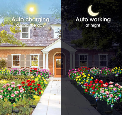 Solar Flowers Lights LED Azalea  Outdoor Waterproof Landscape Light for Lawn Patio Garden Path Decorative Lighting Best Gift