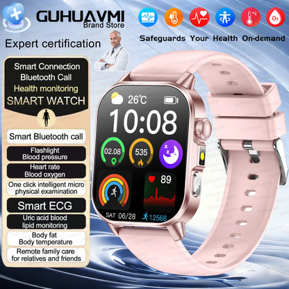 2026New ECG+PPG AI Health Diagnose Smart Watch Men Women Clock Blood Lipid BP Uric Acid Heart rate Tracker HD Call Smart Watch
