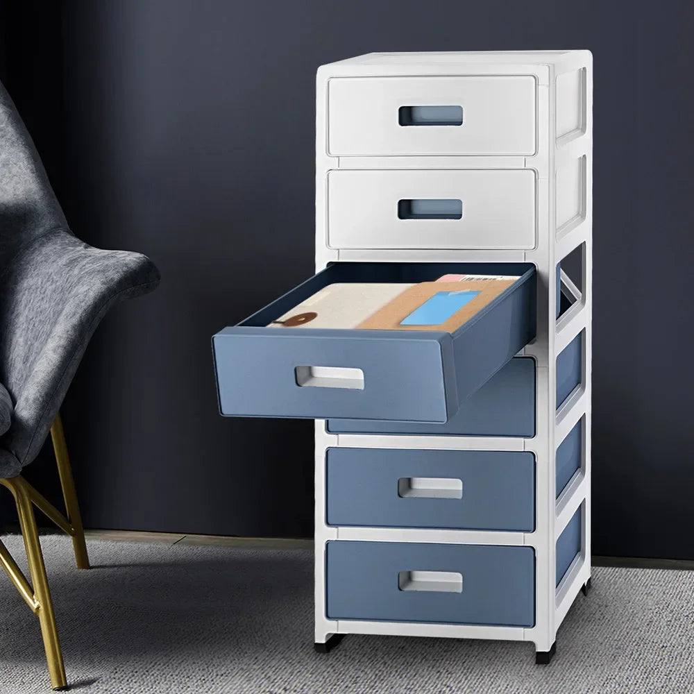 33 Inch Tall 6-Drawer Storage Organizer Cabinet with Wheels, Durable Organizer Box, Plastic Dresser for Closet Bedroom Bathroom