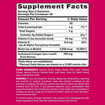 Hair, Skin &amp; Nails Gummies | Hair Vitamins for Men and Women | Biotin SupplementsSupplements