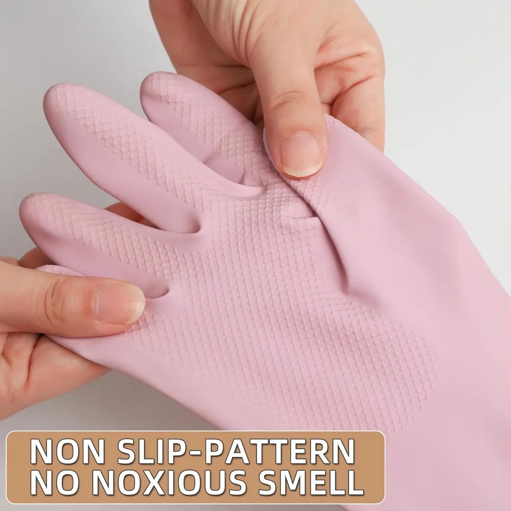 Dishwashing Rubber Gloves Reusable Kitchen Gloves 2Pairs Cleaning Gloves for Washing Dishes Long-lasting&amp;Non-Slip