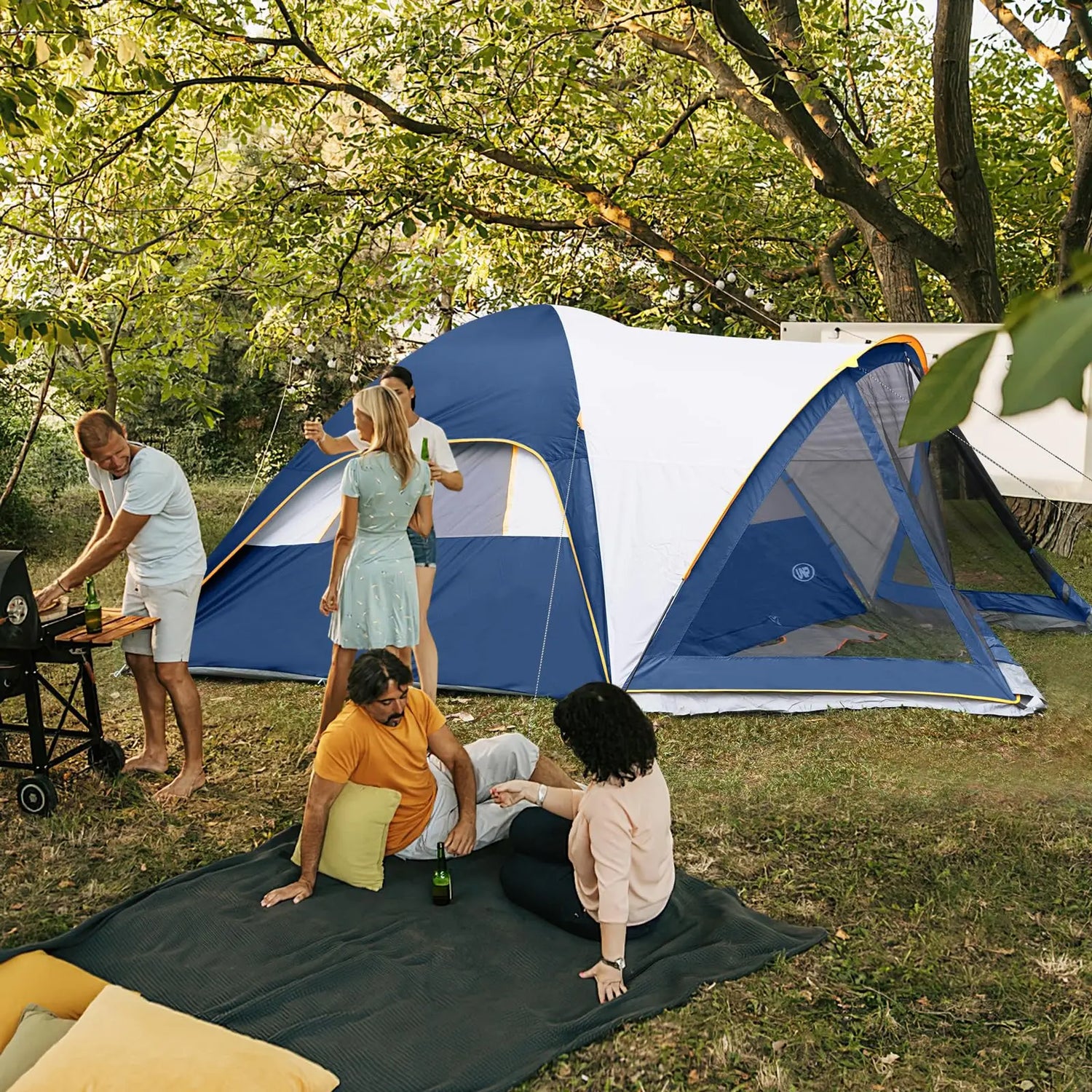 Camping Tent with Screen Room, Portable 6 Person Camping Tent, Family Dome Tent for Camping Outdoor - 14&