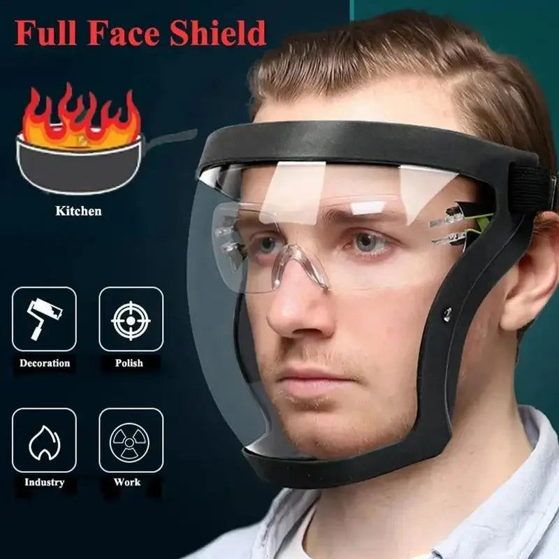 Full Face Shield Mask Transparent Head Eye Safety Protective Cover Glasses Screen Visors Dust WindProof Anti-Fog Kitchen Tools